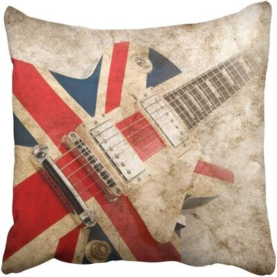 KEROTA 18x18 Inch Throw Pillow Cover Music Grunge British Pop Guitar Rock London Jack U KEROTA 18x18 Inch Throw Pillow Cover Music Grunge British Pop Guitar Rock London Jack U