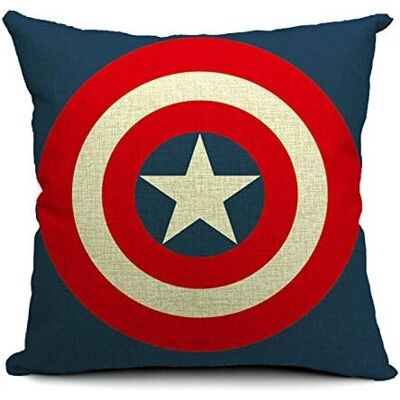 KEROTA SHAA, Captain America's shield Printed Cotton Linen Decorative Throw Pillow Cove KEROTA SHAA, Captain America's shield Printed Cotton Linen Decorative Throw Pillow Cove