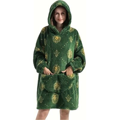 SRJ STAR (Green - Lion, Adult One Size Fits All) Home Wearable Lazy Blanket Hooded Cold W SRJ STAR (Green - Lion, Adult One Size Fits All) Home Wearable Lazy Blanket Hooded Cold W
