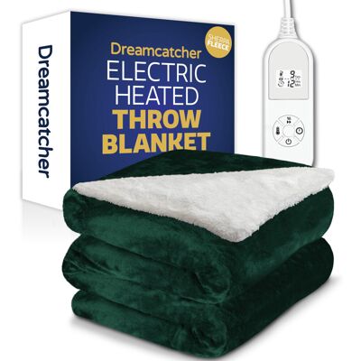 Dreamcatcher Green Sherpa Heated Throw Blanket 160x120 cm - 9 Heat Settings, 12h Dreamcatcher Green Sherpa Heated Throw Blanket 160x120 cm - 9 Heat Settings, 12h