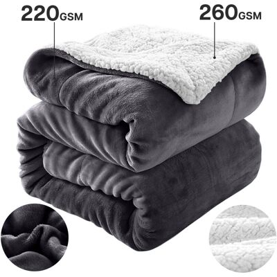 Oxford Homeware (Double: 150X200 cm) Grey Sherpa Fleece Blanket Warm Thick Sofa Bed Throw Oxford Homeware (Double: 150X200 cm) Grey Sherpa Fleece Blanket Warm Thick Sofa Bed Throw