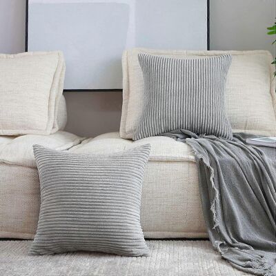 konhill (As show, One size) Throw Pillow Covers 18 x 18 Set of 2 Striped Velvet Corduroy konhill (As show, One size) Throw Pillow Covers 18 x 18 Set of 2 Striped Velvet Corduroy