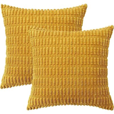 konhill (As show, One size) Pack of 2 Mustard Yellow Corduroy Decorative Throw Pillow Co konhill (As show, One size) Pack of 2 Mustard Yellow Corduroy Decorative Throw Pillow Co