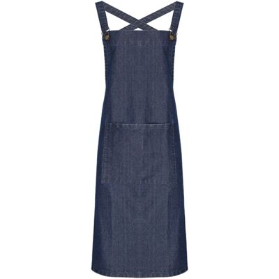 Premier Barista Polycotton Cross Back Apron - Denim & Indigo - Full Apron Premier Barista Polycotton Cross Back Apron - Denim & Indigo - Full Apron