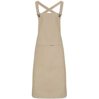 Premier - Cross Back Barista Bib Apron - Khaki - One Size - Apron Premier - Cross Back Barista Bib Apron - Khaki - One Size - Apron