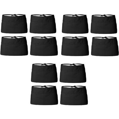 Unbranded 12 Pack - Black Server Waist Aprons, Waitress Half Apron Belt Pocket Apron Unbranded 12 Pack - Black Server Waist Aprons, Waitress Half Apron Belt Pocket Apron