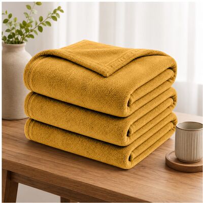 Imperial Rooms (2X Double/ Medium, Ochre) Budget Friendly Luxury 310GSM Faux Fur Fleece Blanket Imperial Rooms (2X Double/ Medium, Ochre) Budget Friendly Luxury 310GSM Faux Fur Fleece Blanket