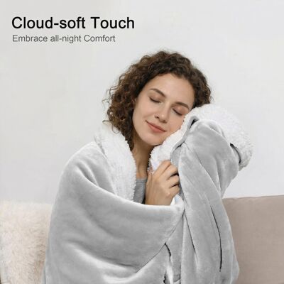 Yorkshire Bedding (Silver, Single (130 x 150 cm)) Sherpa Fleece Blanket Bed Throw Reversible Sofa Yorkshire Bedding (Silver, Single (130 x 150 cm)) Sherpa Fleece Blanket Bed Throw Reversible Sofa