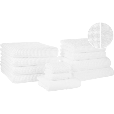 Beliani Model AREORA Cotton White Set of 11 Towels - Towels Beliani Model AREORA Cotton White Set of 11 Towels - Towels