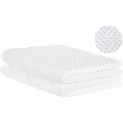 Beliani Set of 2 White Cotton Terry Towels - Bath Accessories Beliani Set of 2 White Cotton Terry Towels - Bath Accessories