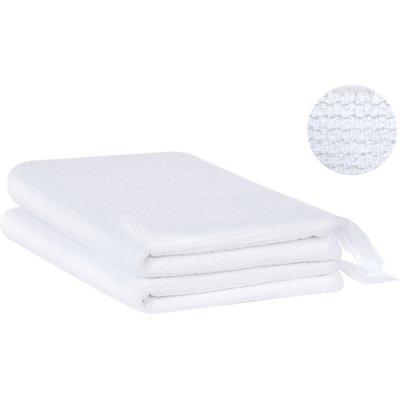 Beliani Set of 2 Cotton Terry Towels White - Bath Beliani Set of 2 Cotton Terry Towels White - Bath