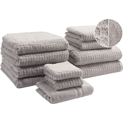 Beliani Atai Cotton Towel Set - Light Gray - Bath Type Beliani Atai Cotton Towel Set - Light Gray - Bath Type
