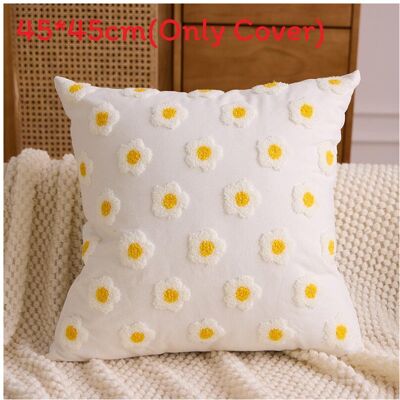 Unbranded (White Daisy) Embroidered Daisy Sunflower Throw Pillow Cover For Home Style Deco Unbranded (White Daisy) Embroidered Daisy Sunflower Throw Pillow Cover For Home Style Deco