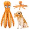 Acehome Squeaky Dog Interactive Play Toy,No Stuffing Octopus Dog Chew Toy with C