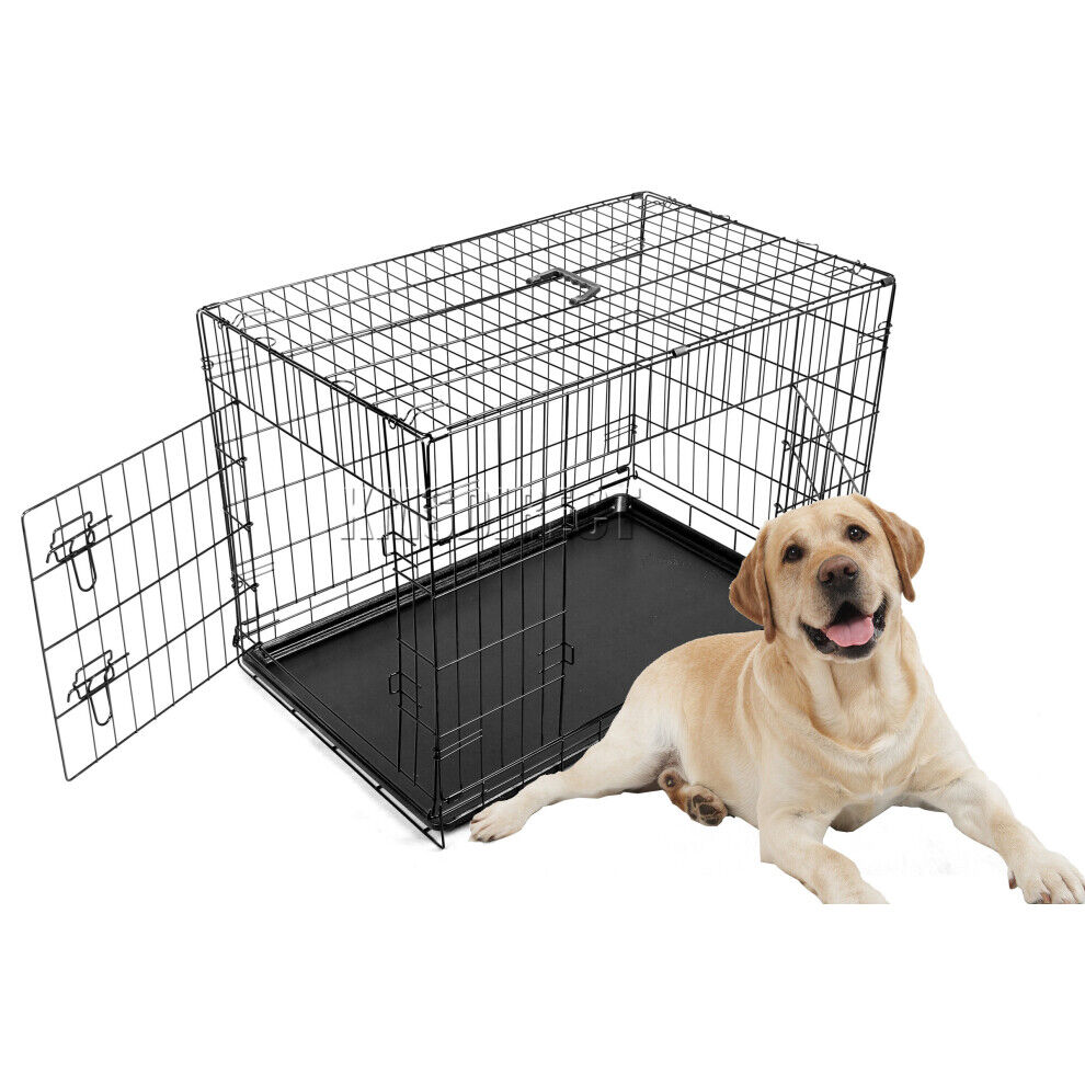 (36 inch) FoxHunter Pet Dog Crate Folding With Door and Tray
