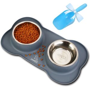 Dog Bowls Non Slip,Pecute Stainless Steel Double Bowls Set with Non-Spill Silico Dog Bowls Non Slip,Pecute Stainless Steel Double Bowls Set with Non-Spill Silico