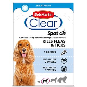 (Medium Dog, Single Pack (3 Tubes)) Bob Martin Clear Spot On Dog Flea & Tick Sol (Medium Dog, Single Pack (3 Tubes)) Bob Martin Clear Spot On Dog Flea & Tick Sol