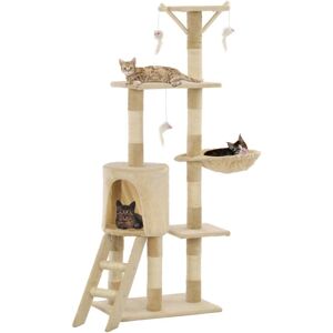 vidaXL Cat Tree with Sisal Posts - 138cm Beige vidaXL Cat Tree with Sisal Posts - 138cm Beige
