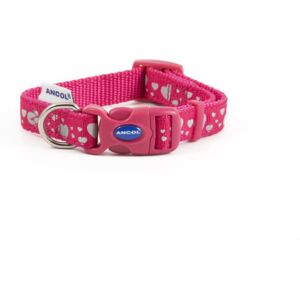 Ancol Fashion Adjustable Nylon Collar Pink Reflective Hearts 20-30cm Ancol Fashion Adjustable Nylon Collar Pink Reflective Hearts 20-30cm