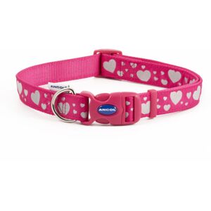 Ancol Fashion Adjustable Nylon Collar Pink Reflective Hearts 45-70cm Ancol Fashion Adjustable Nylon Collar Pink Reflective Hearts 45-70cm