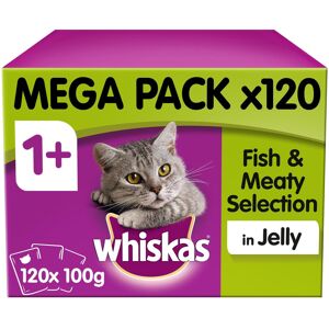 Whiskas 1+ Cat Pouches Fish & Meaty Selection Jelly Cat Food 120x100g MegaPack Whiskas 1+ Cat Pouches Fish & Meaty Selection Jelly Cat Food 120x100g MegaPack