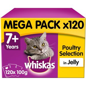 Whiskas 7+ Senior Cat Pouches Poultry Selection Cat Food Jelly 120x100g Megapack Whiskas 7+ Senior Cat Pouches Poultry Selection Cat Food Jelly 120x100g Megapack