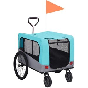 vidaXL 2-in-1 Pet Bike Trailer and Jogging Stroller Dog Carrier Blue and Grey vidaXL 2-in-1 Pet Bike Trailer and Jogging Stroller Dog Carrier Blue and Grey