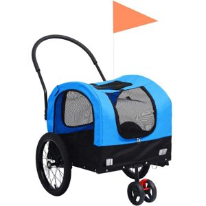 vidaXL 2-in-1 Pet Bike Trailer and Jogging Stroller Dog Carrier Blue and Black vidaXL 2-in-1 Pet Bike Trailer and Jogging Stroller Dog Carrier Blue and Black