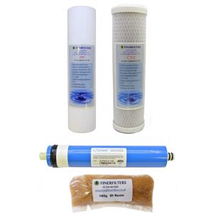 FINERFILTERS 4 Stage Aquarium Reverse Osmosis 10" Drop In Replacement Water Filters with 100 FINERFILTERS 4 Stage Aquarium Reverse Osmosis 10" Drop In Replacement Water Filters with 100