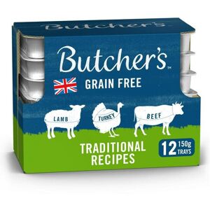 Butcher's Tray Traditional Recipes Grain-Free Dog Food 12x150g - Lamb & Veg, Tur Butcher's Tray Traditional Recipes Grain-Free Dog Food 12x150g - Lamb & Veg, Tur