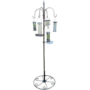 Selections Metal Bird Feeding Station with 5 Feeders & Round Metal Patio Stand Selections Metal Bird Feeding Station with 5 Feeders & Round Metal Patio Stand