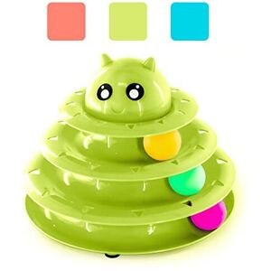 FurDreams Cat Roller Ball Toy with 3 Colour Balls and 3 Levels of Play, Green FurDreams Cat Roller Ball Toy with 3 Colour Balls and 3 Levels of Play, Green