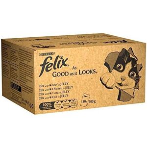 Felix As Good As It Looks Cat Food Meat And Fish, 80x100g Felix As Good As It Looks Cat Food Meat And Fish, 80x100g