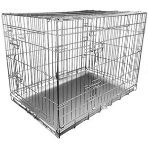 (Silver, X-Large) HugglePets Dog Cage with Metal Tray (Silver, X-Large) HugglePets Dog Cage with Metal Tray