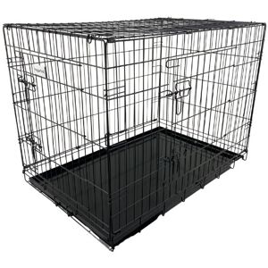 (Black, Medium) HugglePets Dog Cage with Metal Tray (Black, Medium) HugglePets Dog Cage with Metal Tray