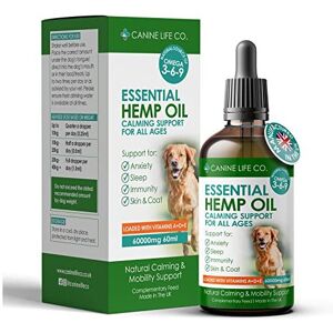 Canine Life Co. Hemp Oil For Dogs 60ml, 60,000mg - Dog Calming Drops - Omega 3,6 Canine Life Co. Hemp Oil For Dogs 60ml, 60,000mg - Dog Calming Drops - Omega 3,6