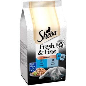 Sheba Fresh & Fine Wet Cat Food Pouches Tuna & Cod in Gravy 6 x 50g (Pack of 8) Sheba Fresh & Fine Wet Cat Food Pouches Tuna & Cod in Gravy 6 x 50g (Pack of 8)