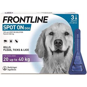 FRONTLINE Spot On Flea & Tick Treatment for Large Dogs (20-40 kg) - 3 Pipettes, FRONTLINE Spot On Flea & Tick Treatment for Large Dogs (20-40 kg) - 3 Pipettes,