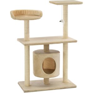 vidaXL Cat Tree with Sisal Scratching Posts 95cm Beige Kitten Playhouse Tower vidaXL Cat Tree with Sisal Scratching Posts 95cm Beige Kitten Playhouse Tower