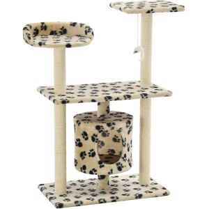vidaXL Cat Tree with Sisal Scratching Posts 95cm Beige Paw Prints Playhouse vidaXL Cat Tree with Sisal Scratching Posts 95cm Beige Paw Prints Playhouse