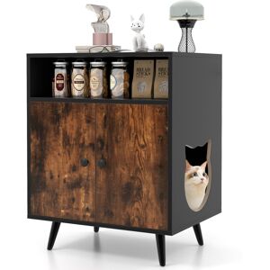 Costway Wooden Cat Litter Box Enclosure Hidden Cat Washroom KittenHome Cabinet Costway Wooden Cat Litter Box Enclosure Hidden Cat Washroom KittenHome Cabinet