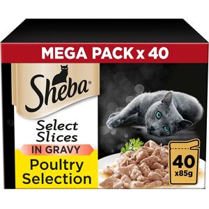Sheba Select Slices Poultry Collection in Gravy 40 Pouches, Adult Wet Cat Food, Sheba Select Slices Poultry Collection in Gravy 40 Pouches, Adult Wet Cat Food,