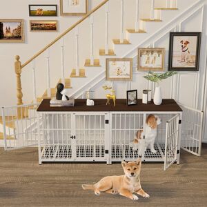 Bingopaw (White, Medium 78.5 x 56.5 x 65cm) Heavy Duty Dog Kennel Wooden Dog Crate Puppy Bingopaw (White, Medium 78.5 x 56.5 x 65cm) Heavy Duty Dog Kennel Wooden Dog Crate Puppy