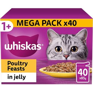 Whiskas 1 plus Adult Poultry Selection in Jelly 40 Pouches, Adult Wet Cat Food, Whiskas 1 plus Adult Poultry Selection in Jelly 40 Pouches, Adult Wet Cat Food,