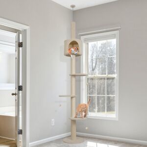 ELECWISH (Beige) Floor to Ceiling Cat Tree Kitty Scratching Post UK ELECWISH (Beige) Floor to Ceiling Cat Tree Kitty Scratching Post UK