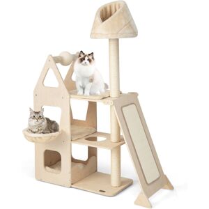 Costway Tall Cat Tree Multi-Layer Wooden Cat Tower W/ Scratching Ball & Posts Costway Tall Cat Tree Multi-Layer Wooden Cat Tower W/ Scratching Ball & Posts
