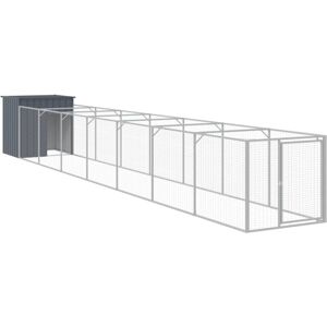 VidaXL Dog House with Run - Galvanized Steel - Safe & Spacious VidaXL Dog House with Run - Galvanized Steel - Safe & Spacious