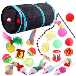 Exogio 22 Pcs Toys Interactive for Indoor Cats Tunnel Mouse Kitten Toys Feather Teaser Exogio 22 Pcs Toys Interactive for Indoor Cats Tunnel Mouse Kitten Toys Feather Teaser
