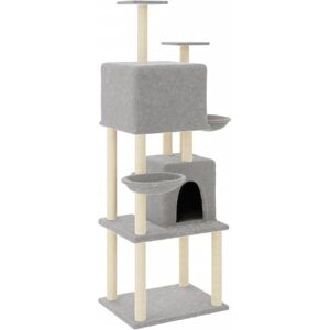 vidaXL Cat tree with sisal scratching posts and 2 baskets 180 cm - light grey vidaXL Cat tree with sisal scratching posts and 2 baskets 180 cm - light grey