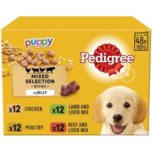 48 X 100G Pedigree Puppy Junior Wet Dog Food Pouches Mixed Selection in Jelly 48 X 100G Pedigree Puppy Junior Wet Dog Food Pouches Mixed Selection in Jelly